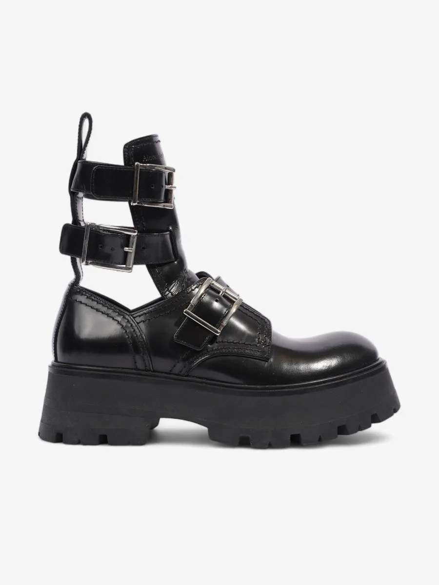 Alexander McQueen Rave Buckle Boot Black Leather EU 38 UK 5