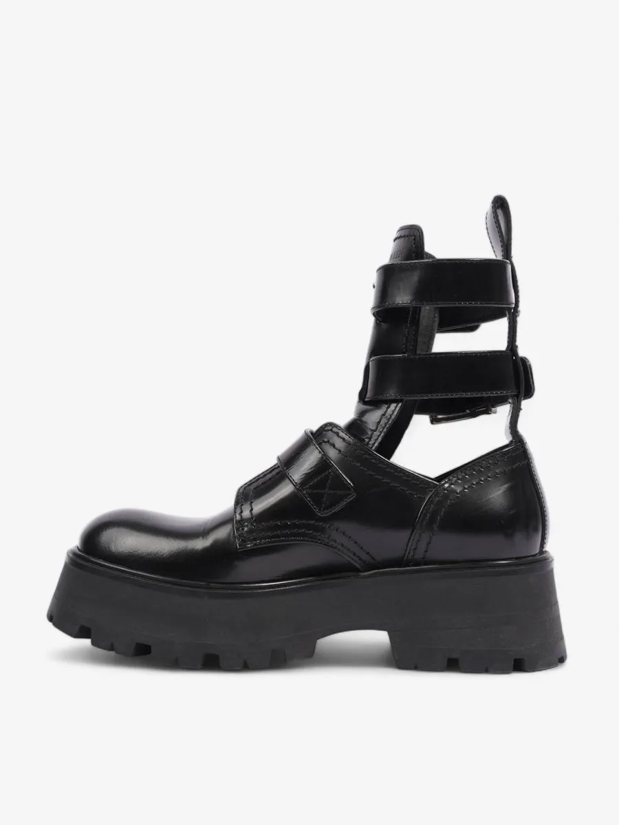 Alexander McQueen Rave Buckle Boot Black Leather EU 38 UK 5