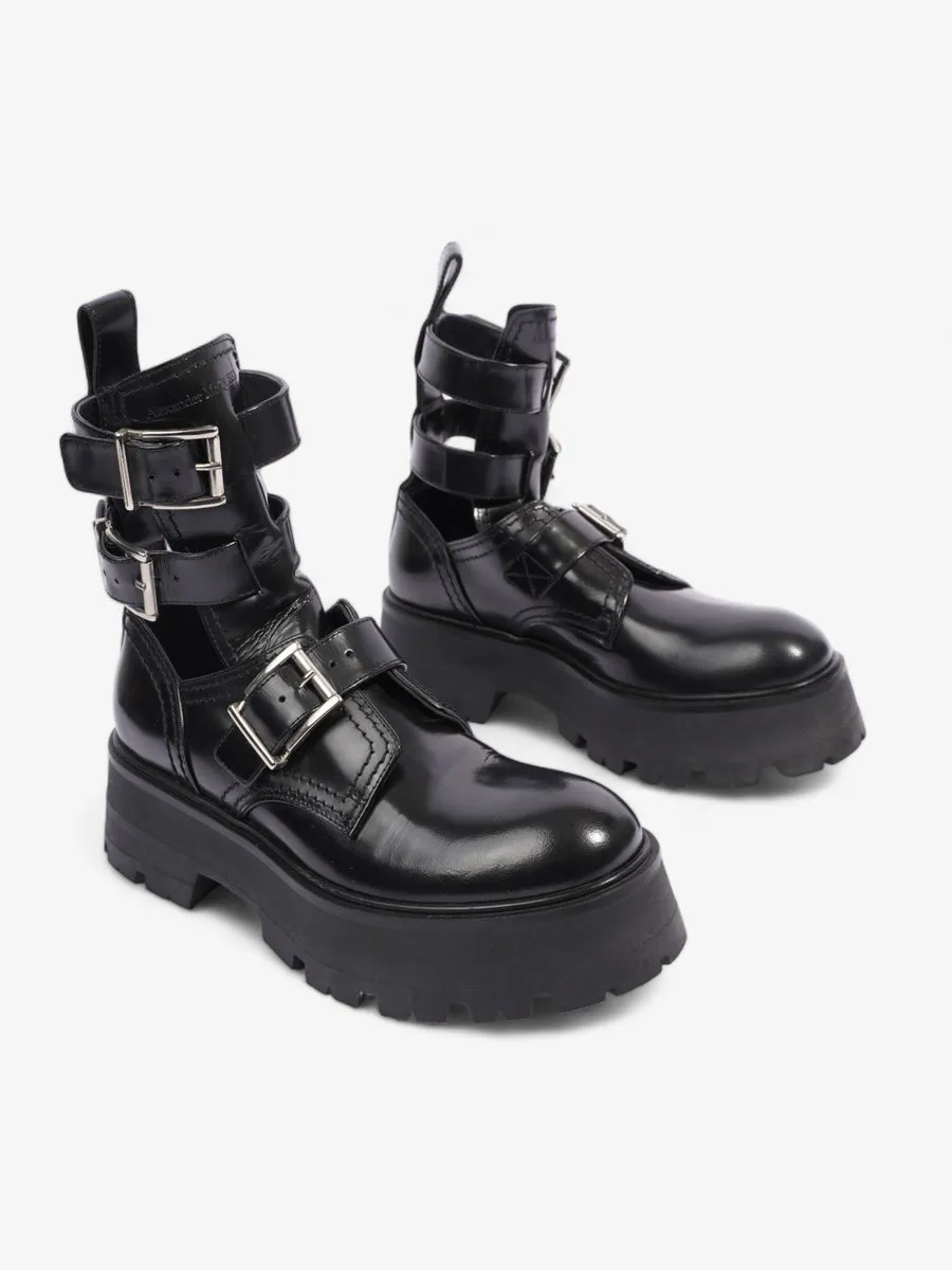 Alexander McQueen Rave Buckle Boot Black Leather EU 38 UK 5