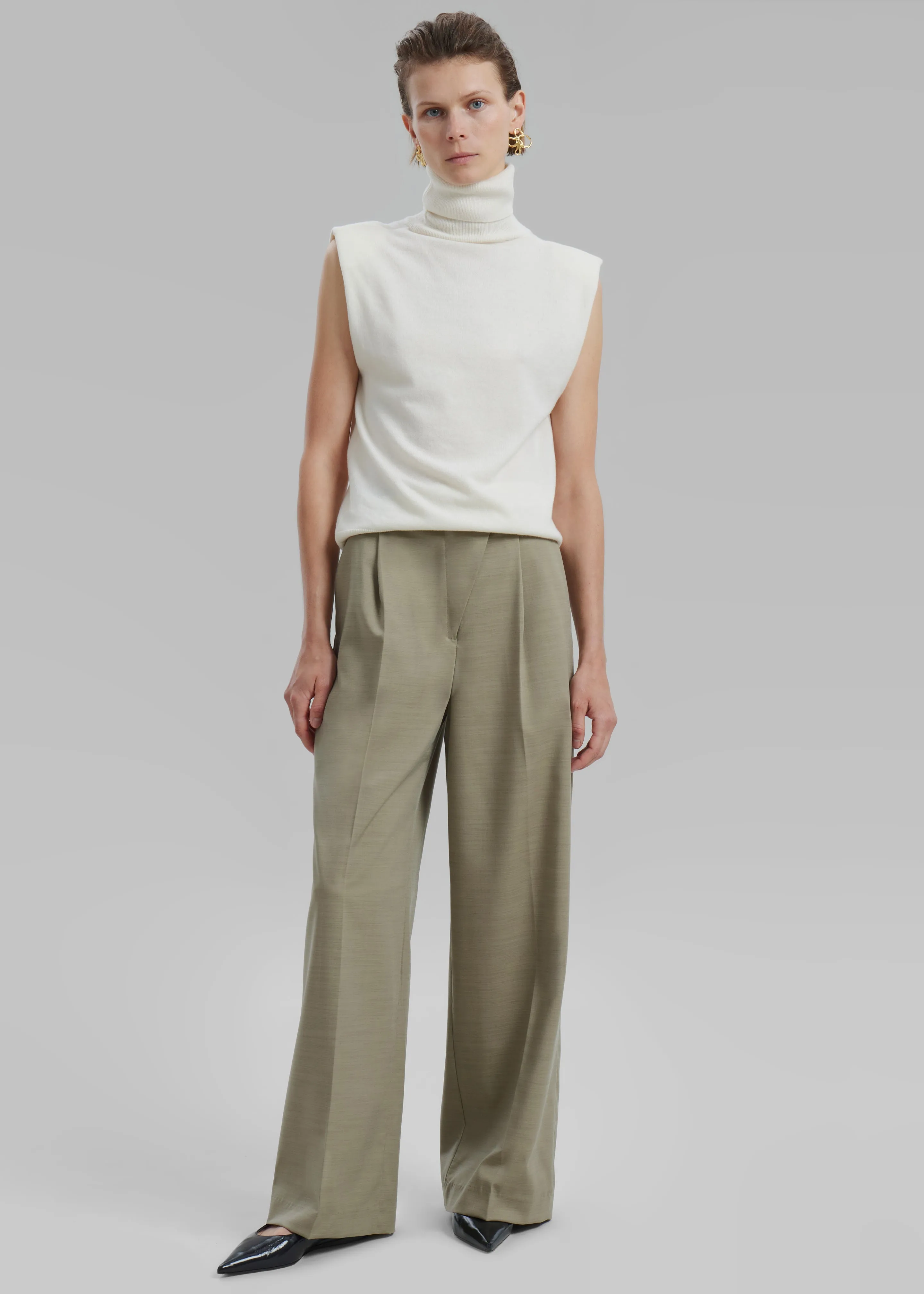 Alia Wide Leg Trousers - Beige