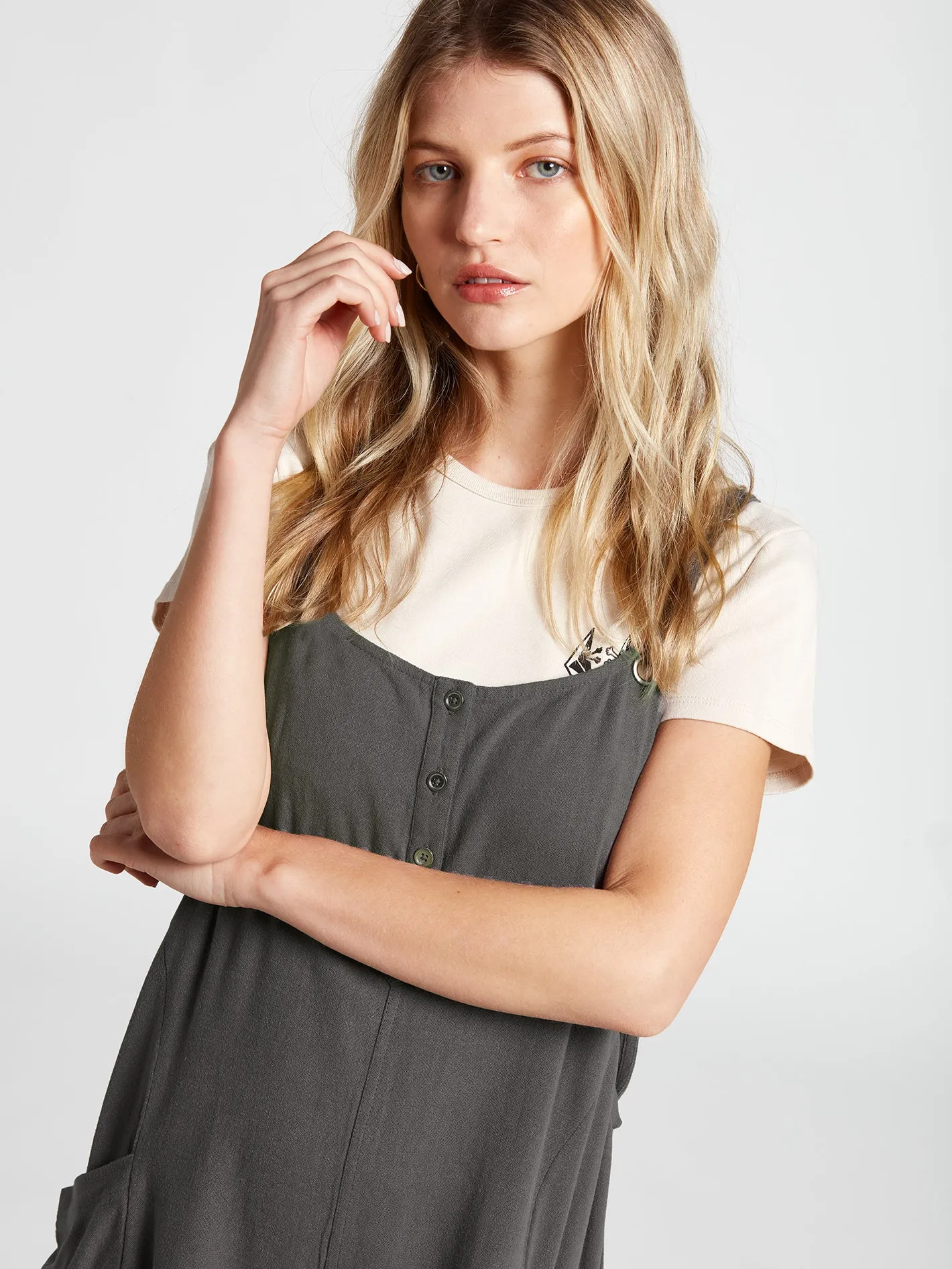 All In For This Romper - Charcoal