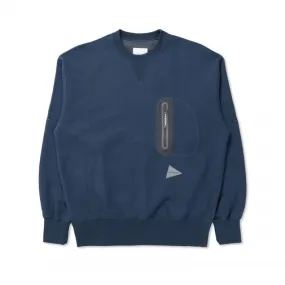 and wander Light Pullover Crew Neck Sweatshirt (Dark Blue)