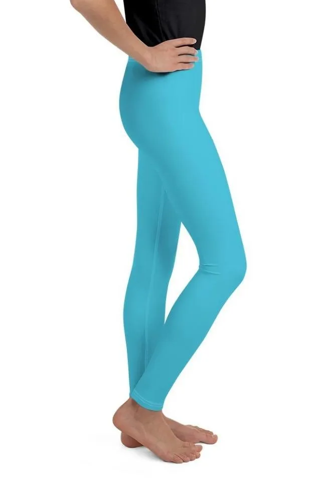 Aqua Turquoise Youth Leggings