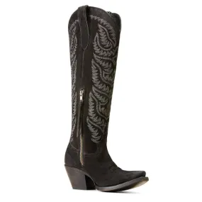 Ariat Women's Laramie Distressed Black Suede StretchFit Snip Toe Western Boot 10046988