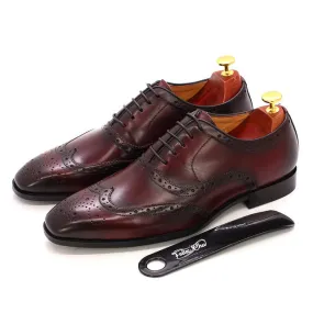 Autentico - Men's Classic Wingtip Oxford Leather Dress Shoes. Handmade