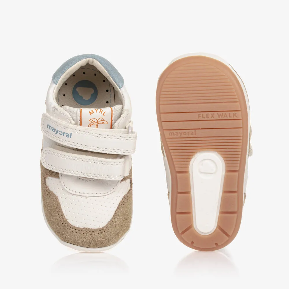 Baby Boys White First Walker Trainers