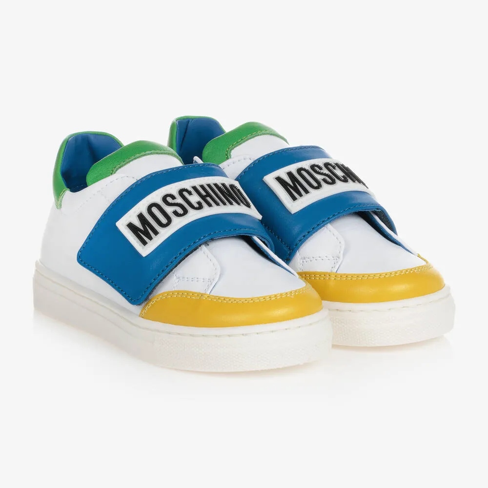 Baby Boys White Leather Colourblock Trainers