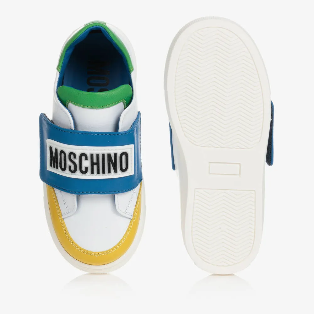 Baby Boys White Leather Colourblock Trainers