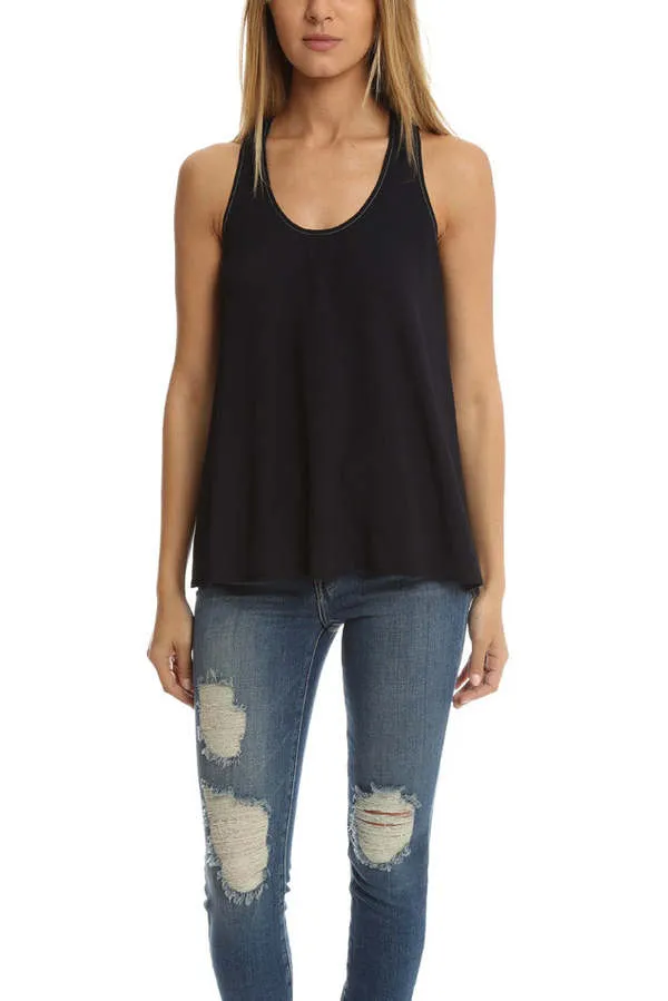 Back Slit Tank - Navy