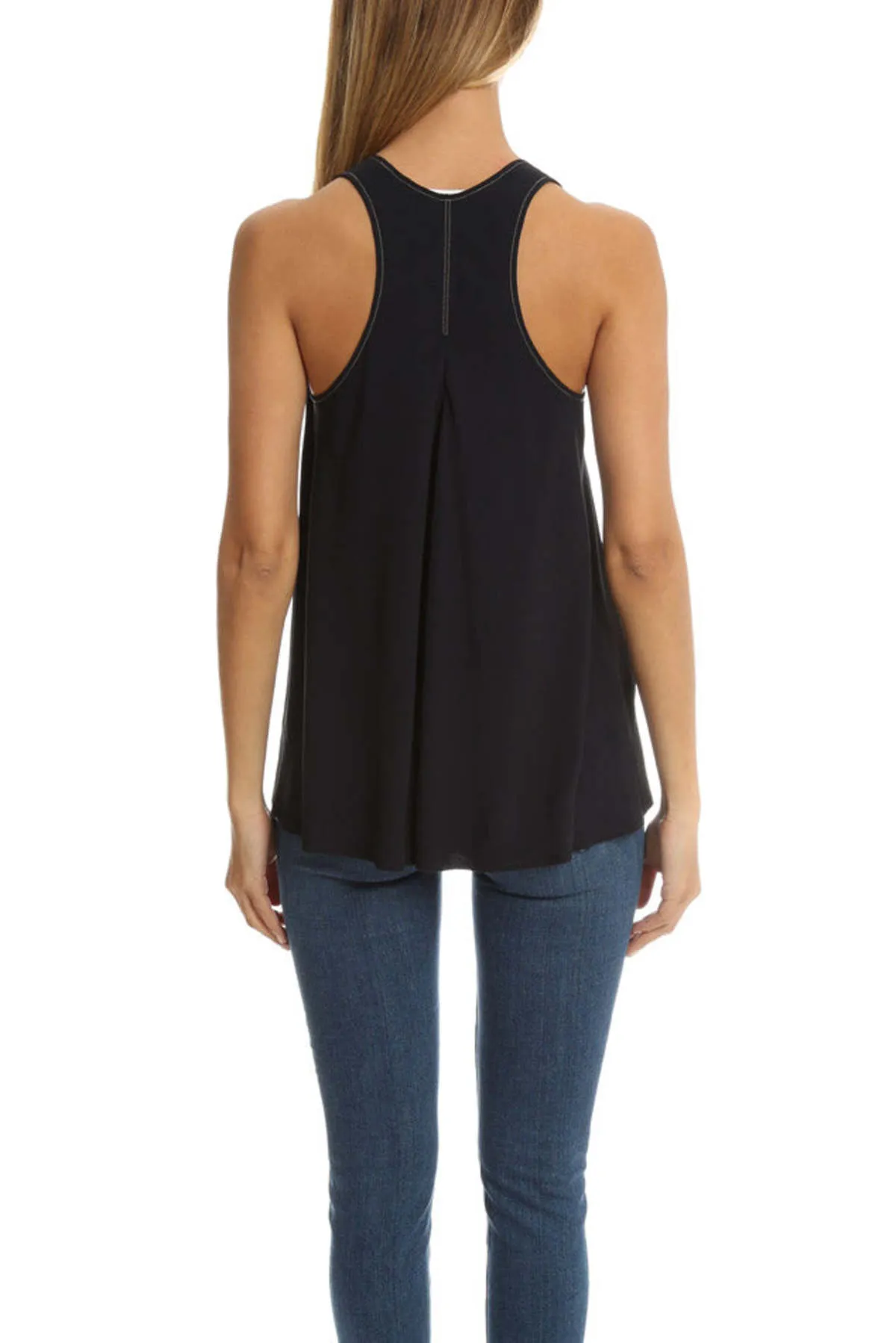 Back Slit Tank - Navy