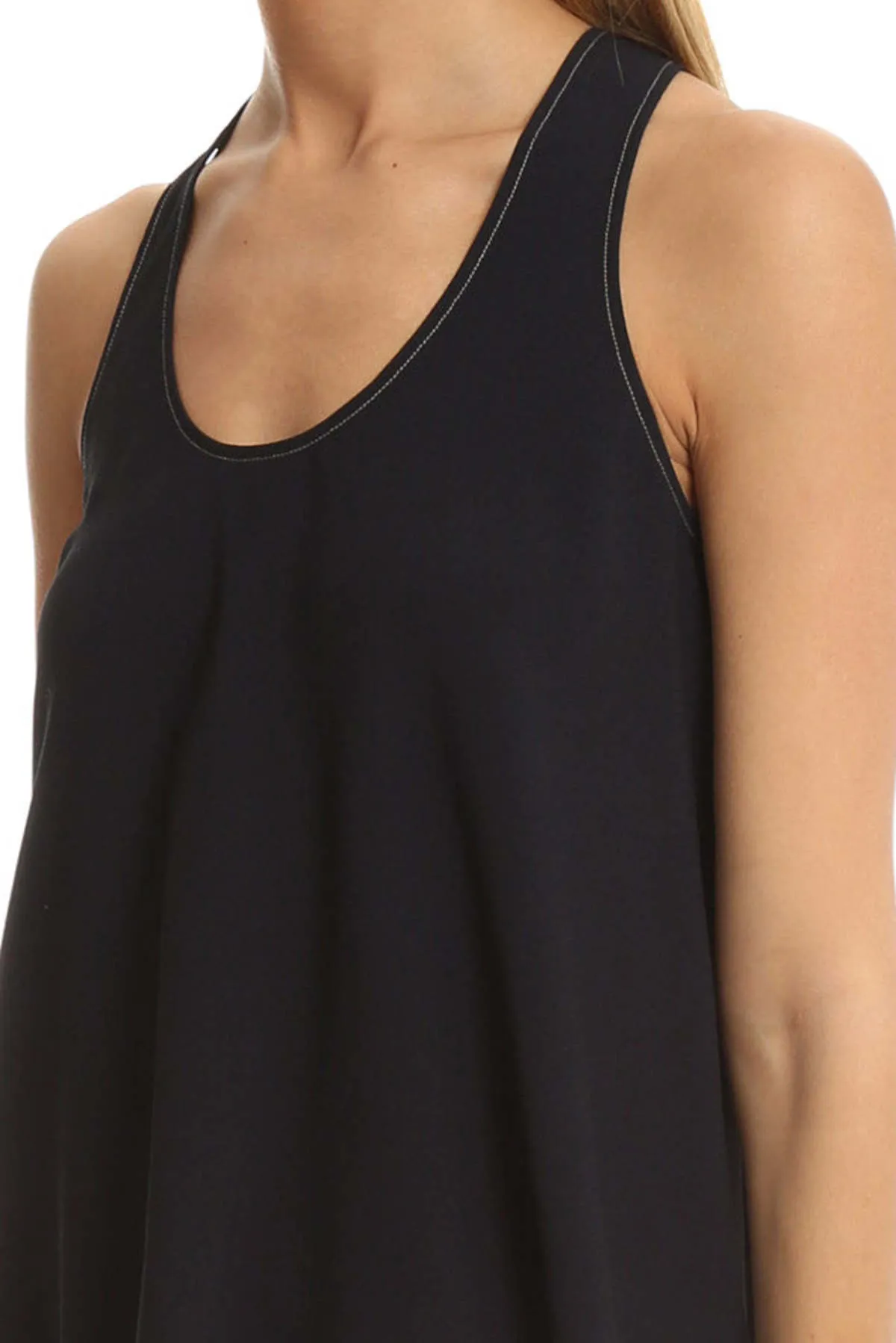 Back Slit Tank - Navy