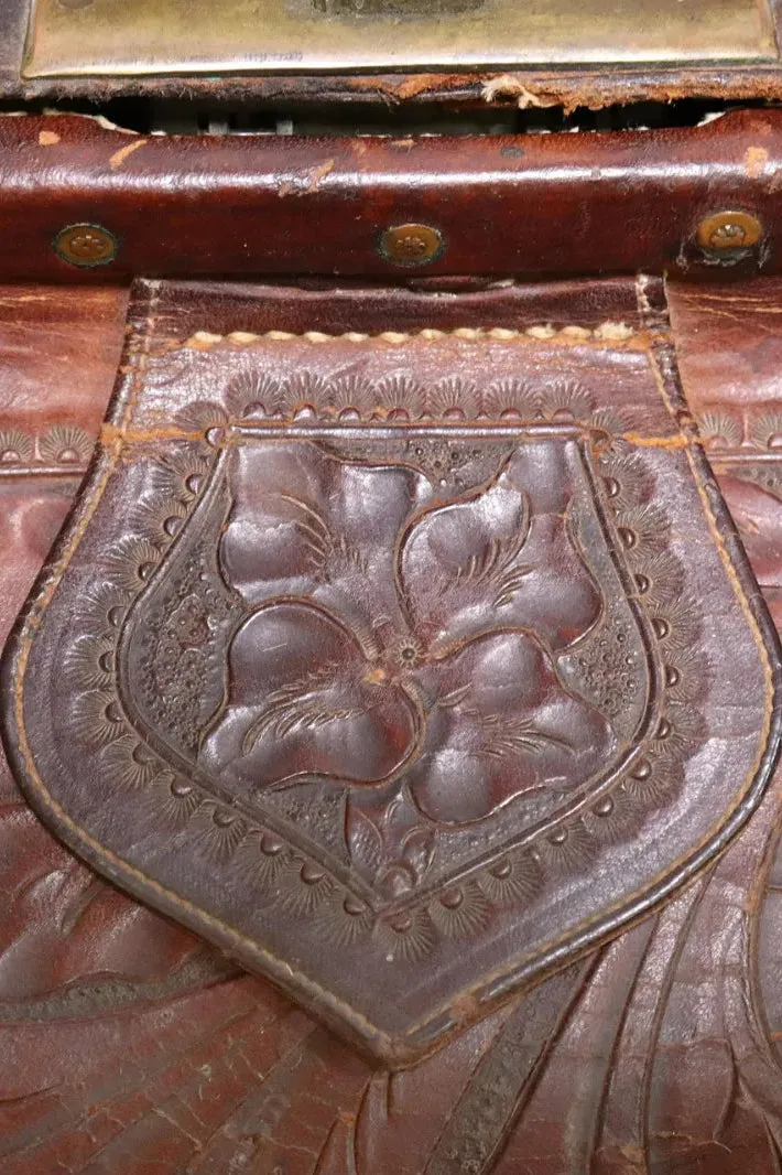 Bag, Tooled Leather Doctor's Case, Vintage, 1059