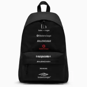 Balenciaga    Balenciaga Black Recycled Nylon Explorer Backpack With Logos