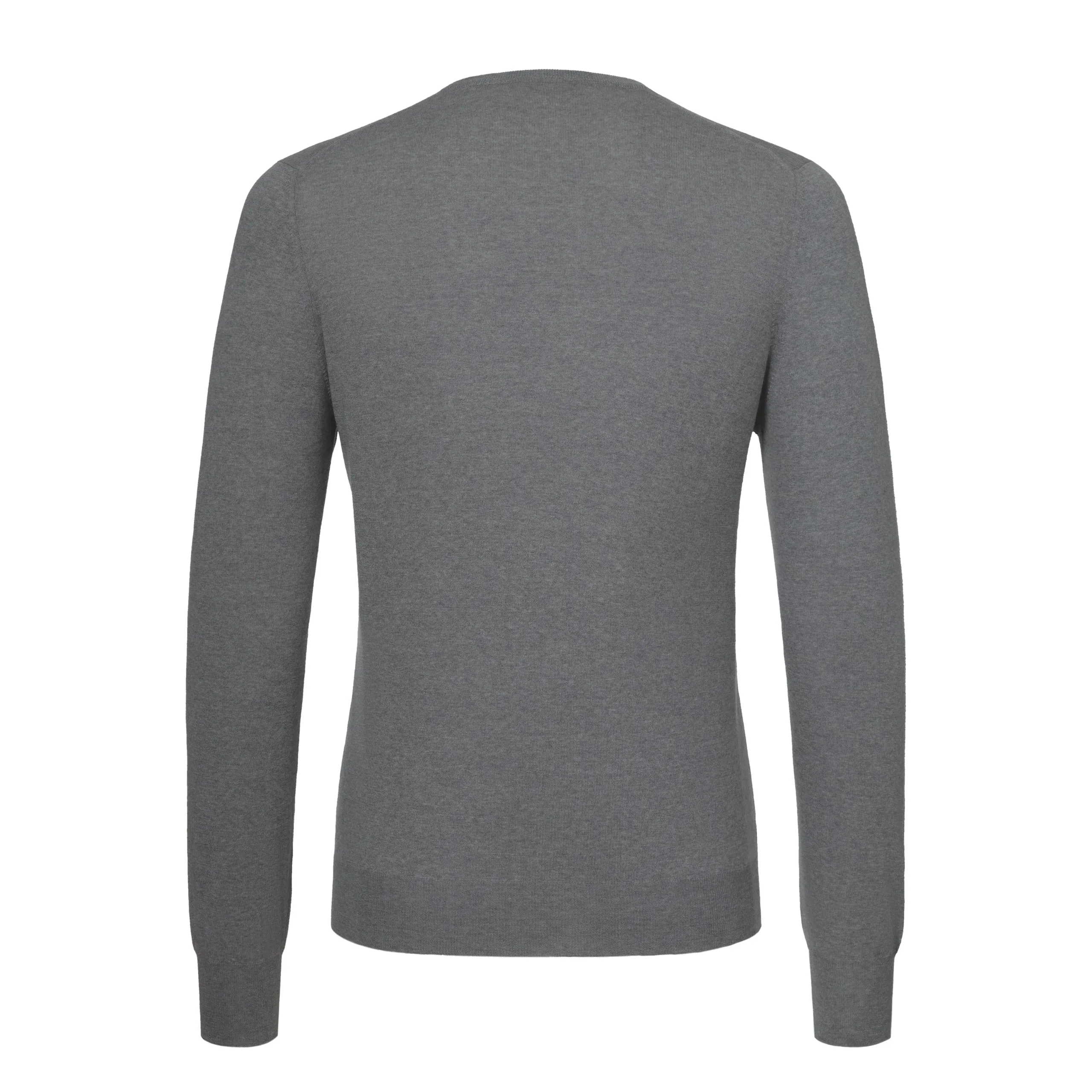  Barba Napoli Crew-Neck Virgin Wool Pullover in Grey Melange