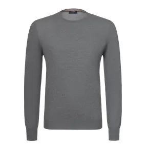  Barba Napoli Crew-Neck Virgin Wool Pullover in Grey Melange