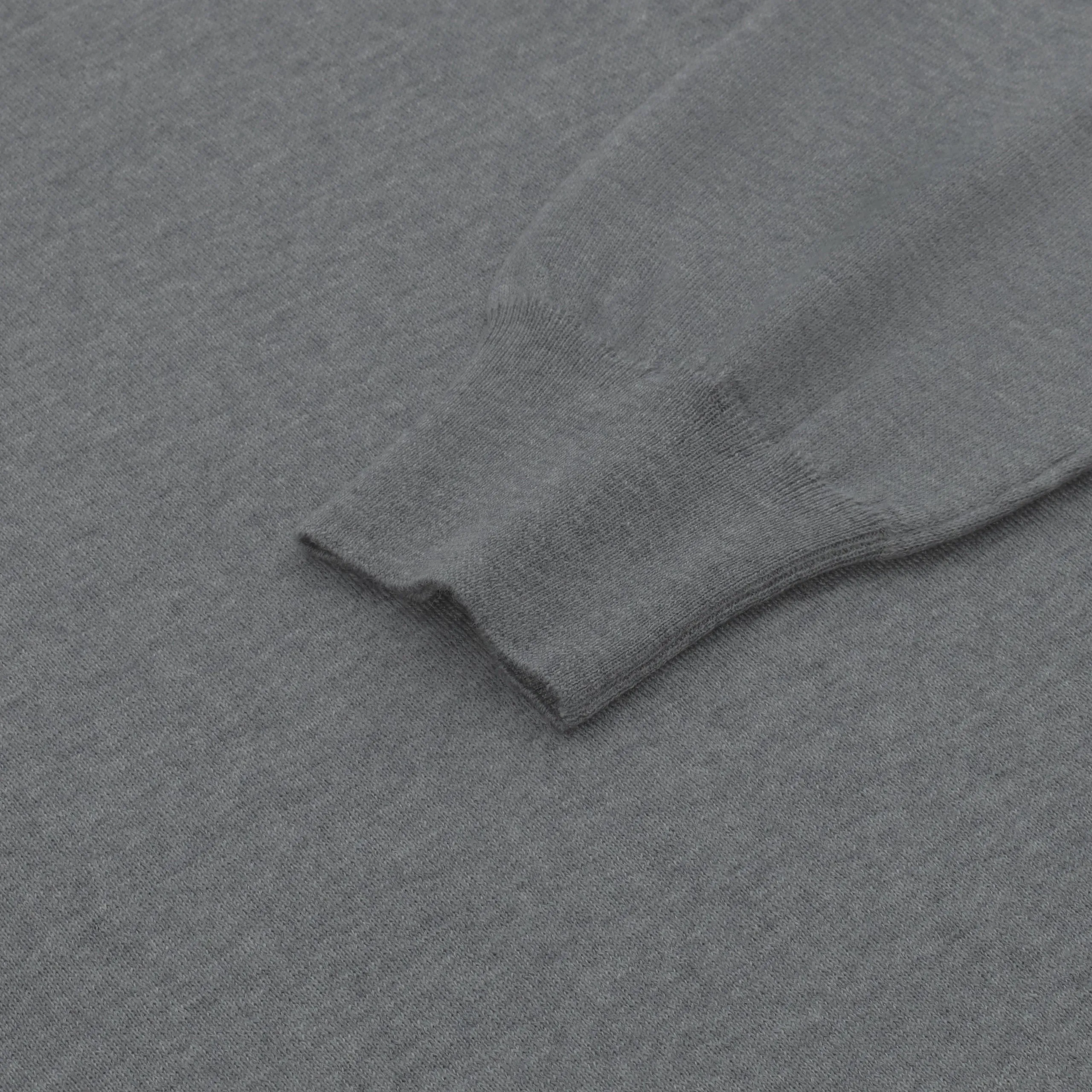  Barba Napoli Crew-Neck Virgin Wool Pullover in Grey Melange