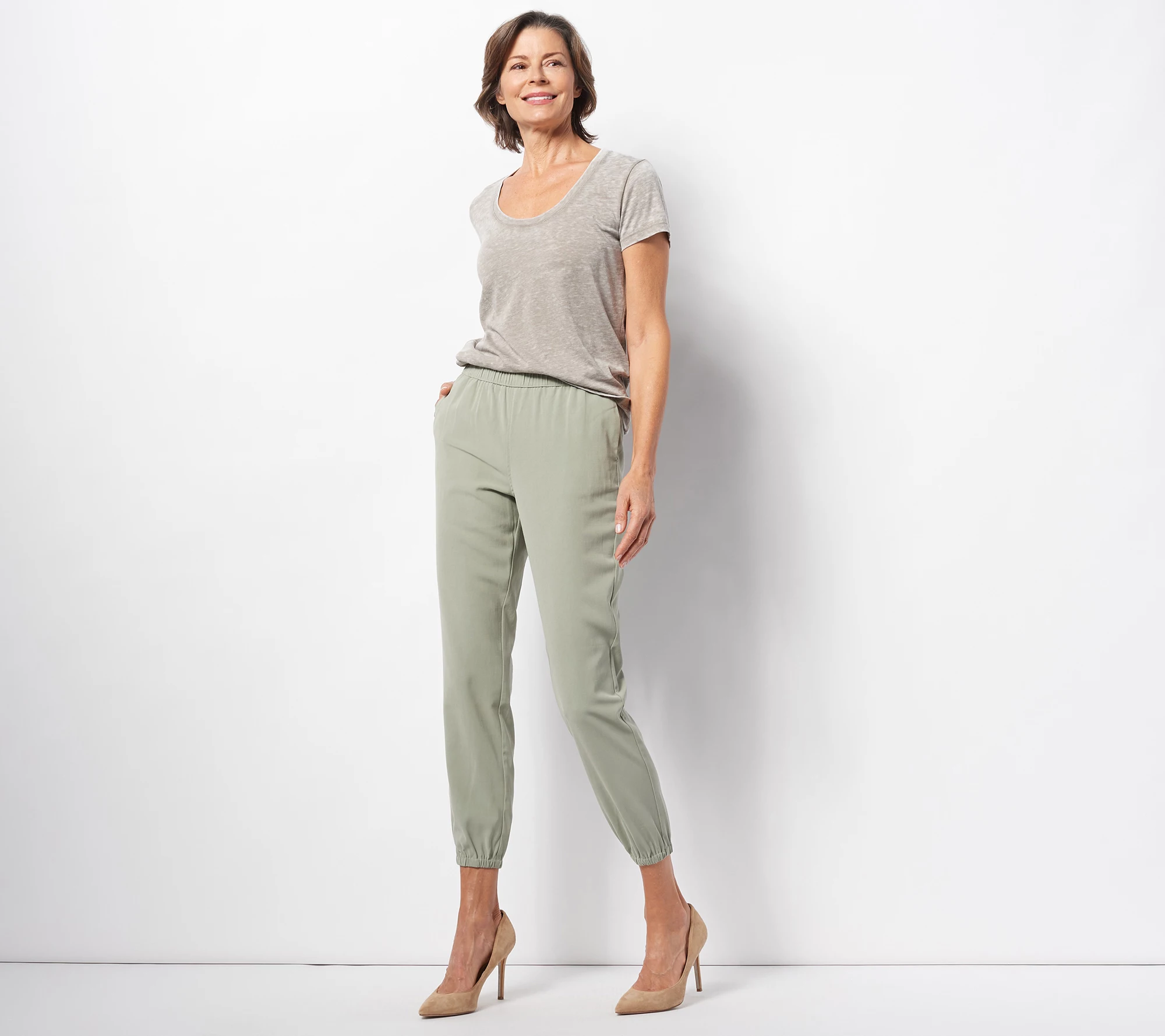 Belle by Kim Gravel Regular Stretch Sand Washed Joggers