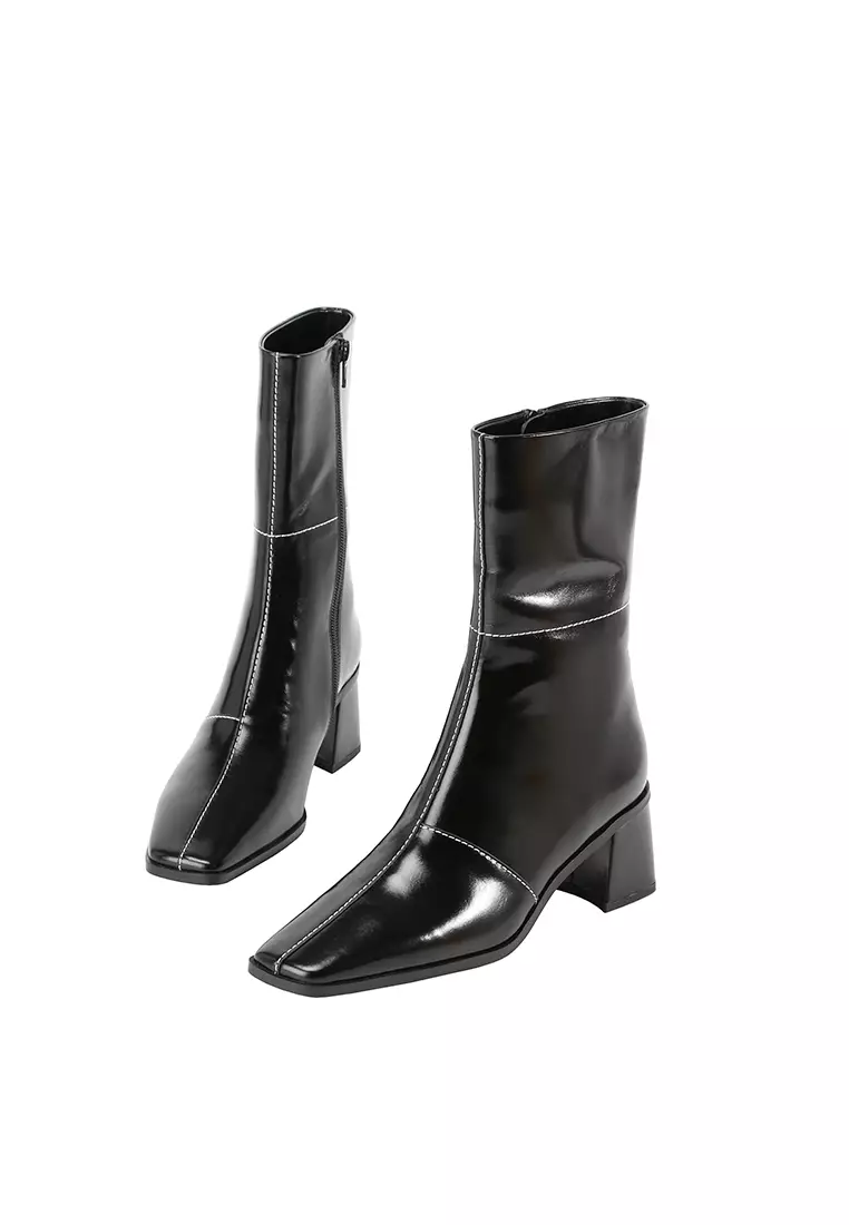 BERACAMY BERACAMY REGINA Diagonal Zip Boot - Beetle Black