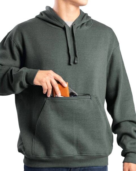 Berne Men's Zippered Pocket Hooded Pullover Sweatshirt in Graphite