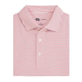 Birdie Stripe Performance Polo - White/Red