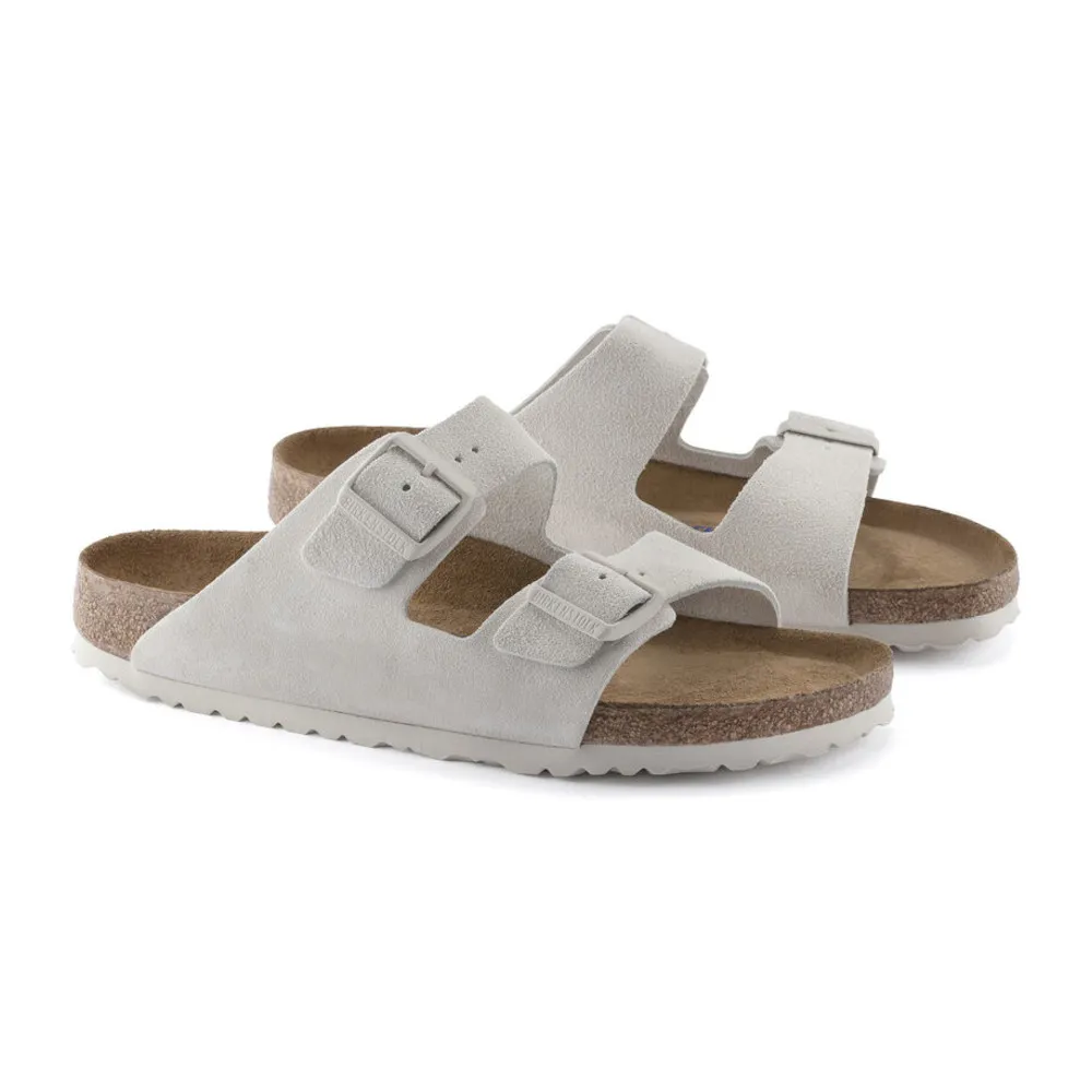 Birkenstock Arizona Soft Footbed Antique White Suede Sandals (Regular)