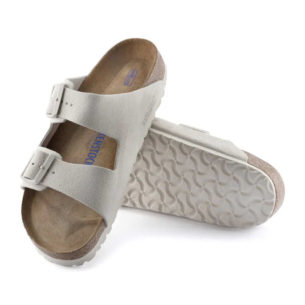 Birkenstock Arizona Soft Footbed Antique White Suede Sandals (Regular)