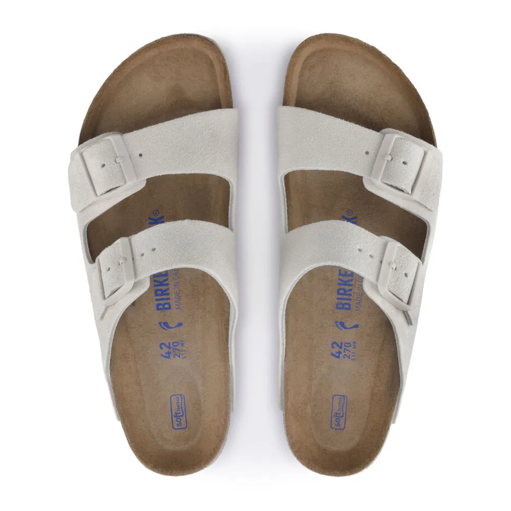 Birkenstock Arizona Soft Footbed Antique White Suede Sandals (Regular)