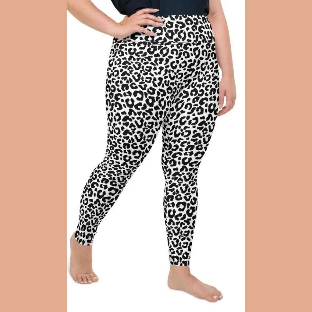 Black & White Leopard Plus Size Leggings