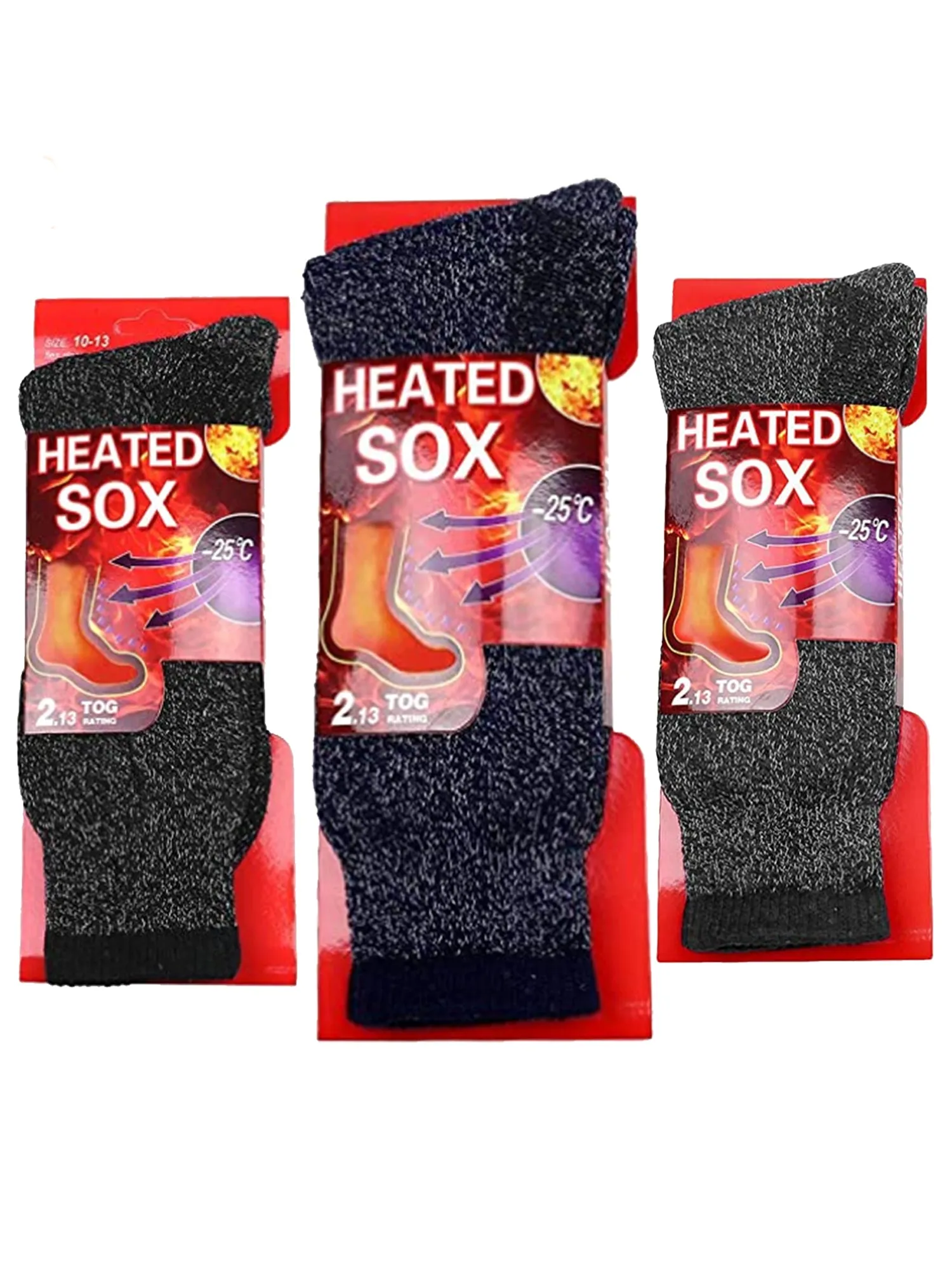 Black Gray & Navy Blue Mens Thick Heavy 3 Pack Boot Socks