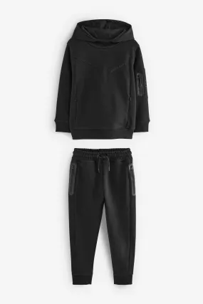 Black Sporty Hoodie and Jogger set (3-16yrs)