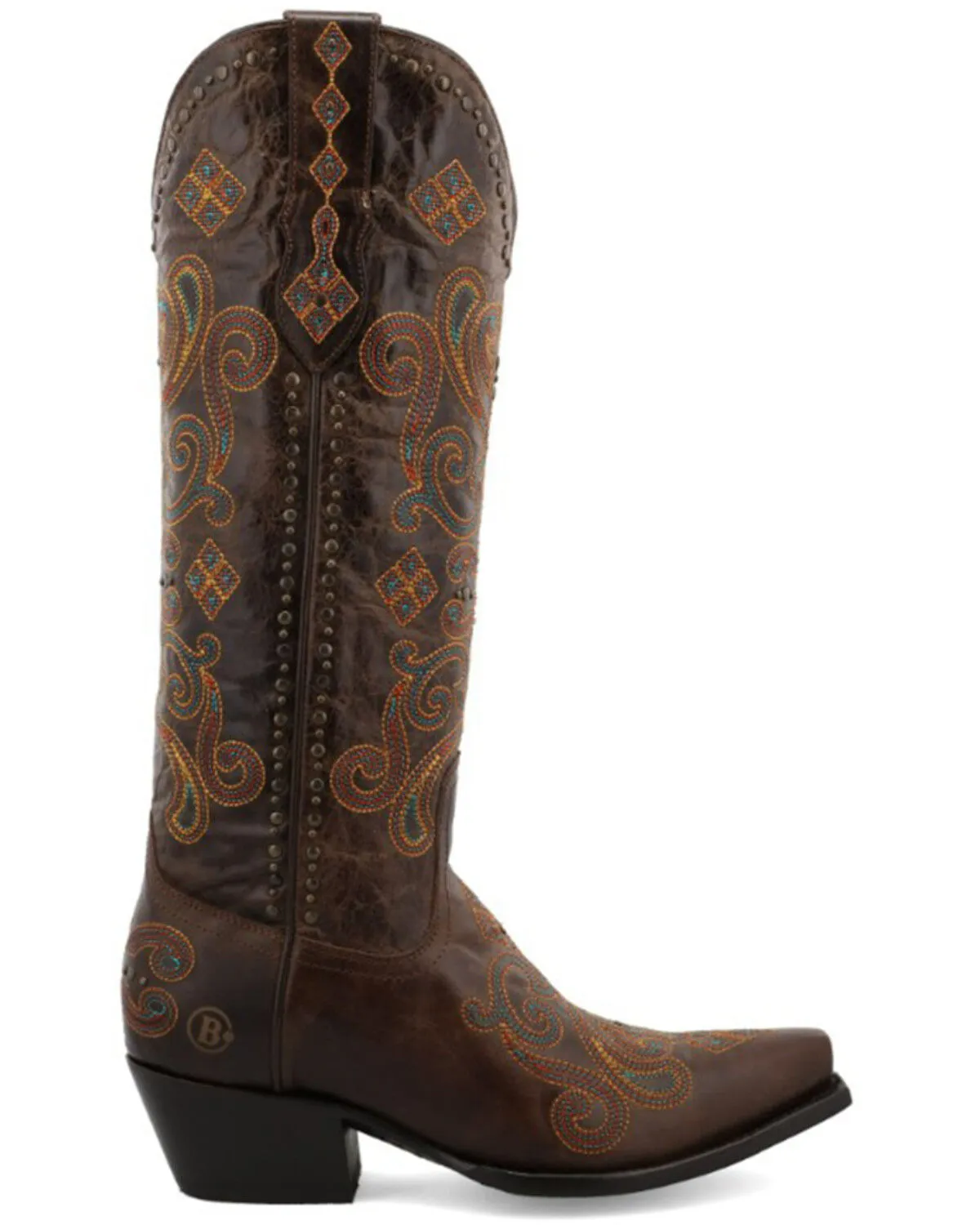 Black Star Women's Lockhart Embroidered Leather Western Boot - Snip Toe