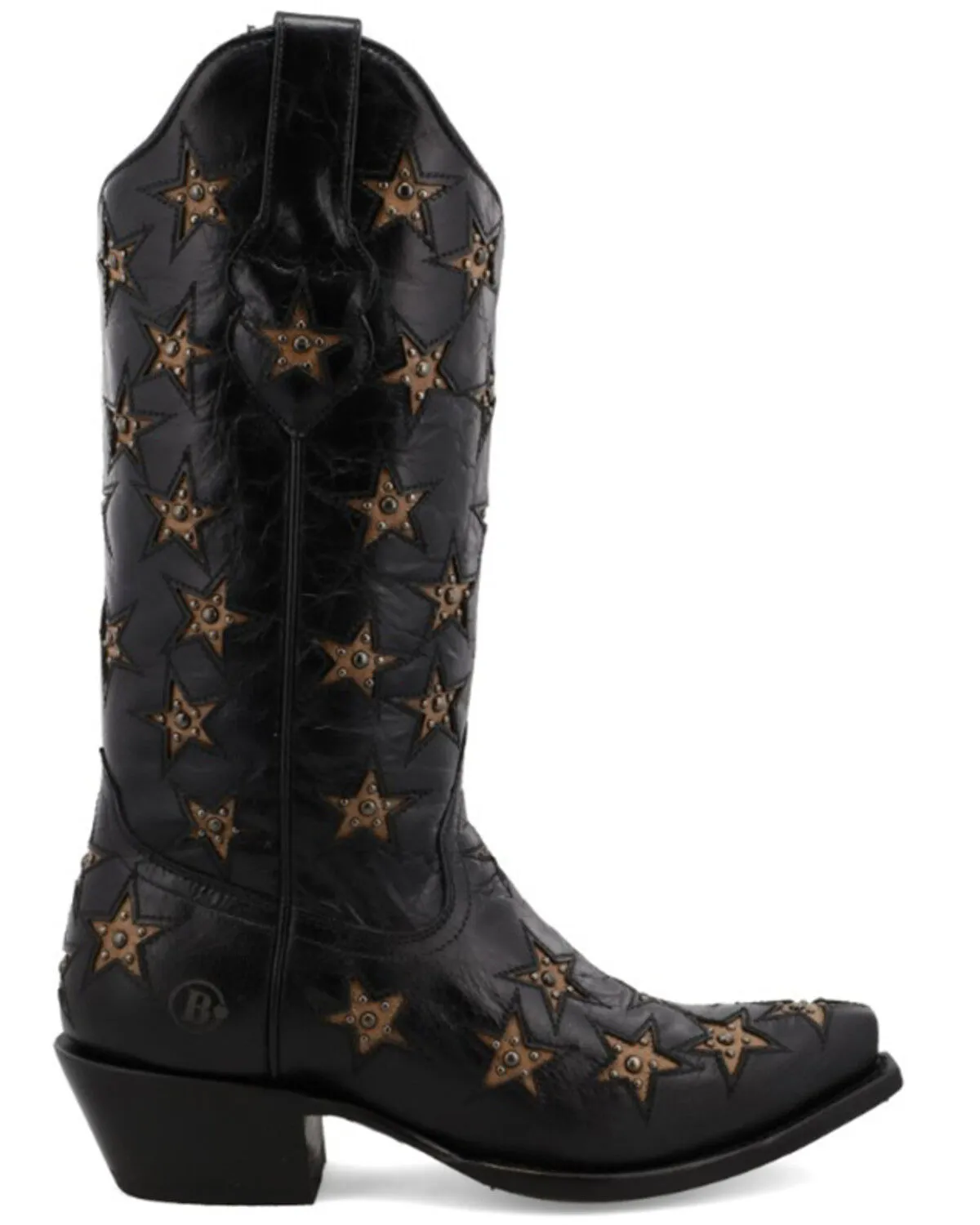 Black Star Women's Marfa Star Inlay Studded Leather Western Boot - Snip Toe