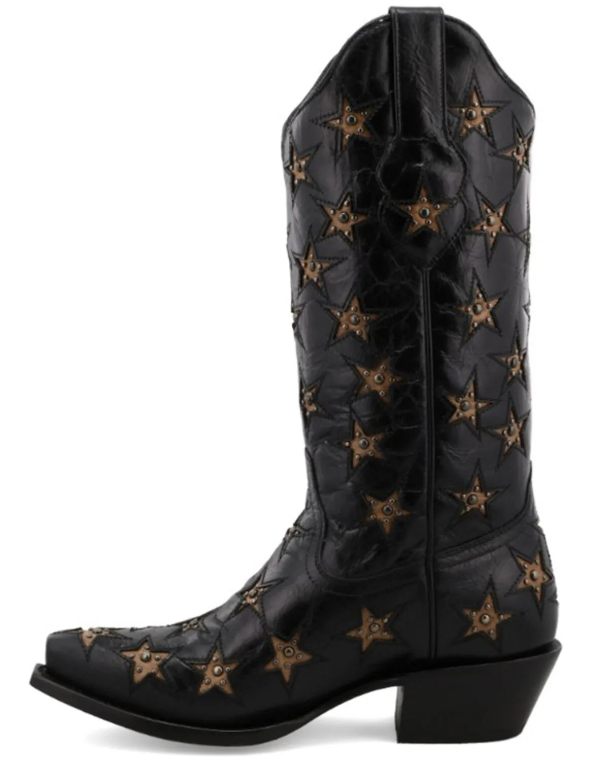 Black Star Women's Marfa Star Inlay Studded Leather Western Boot - Snip Toe