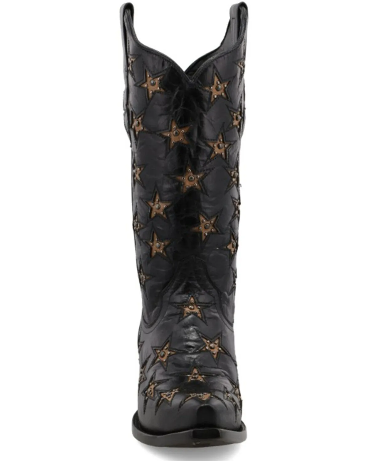 Black Star Women's Marfa Star Inlay Studded Leather Western Boot - Snip Toe