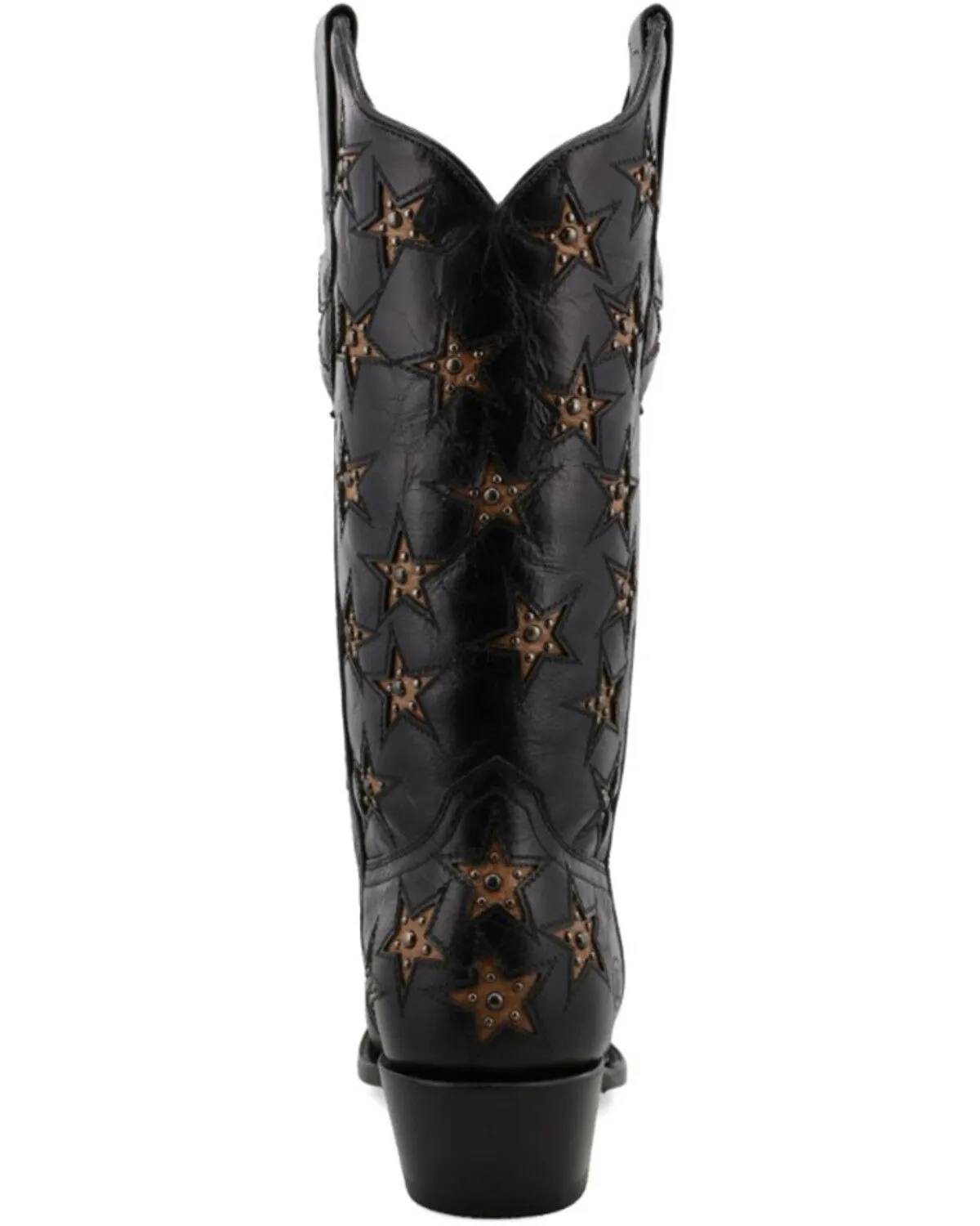 Black Star Women's Marfa Star Inlay Studded Leather Western Boot - Snip Toe