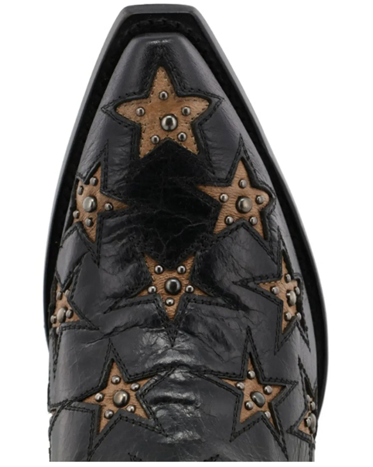 Black Star Women's Marfa Star Inlay Studded Leather Western Boot - Snip Toe