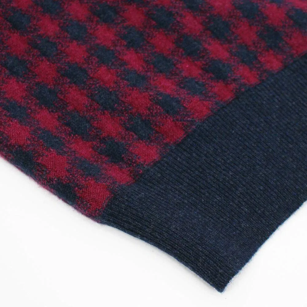 Blue & Maroon Houndstooth Jumper