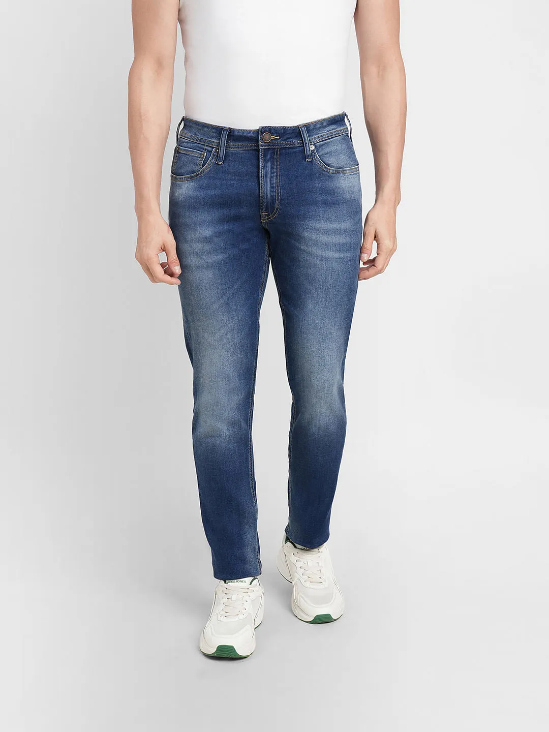 Blue Low Rise Washed Glenn Slim Fit Jeans