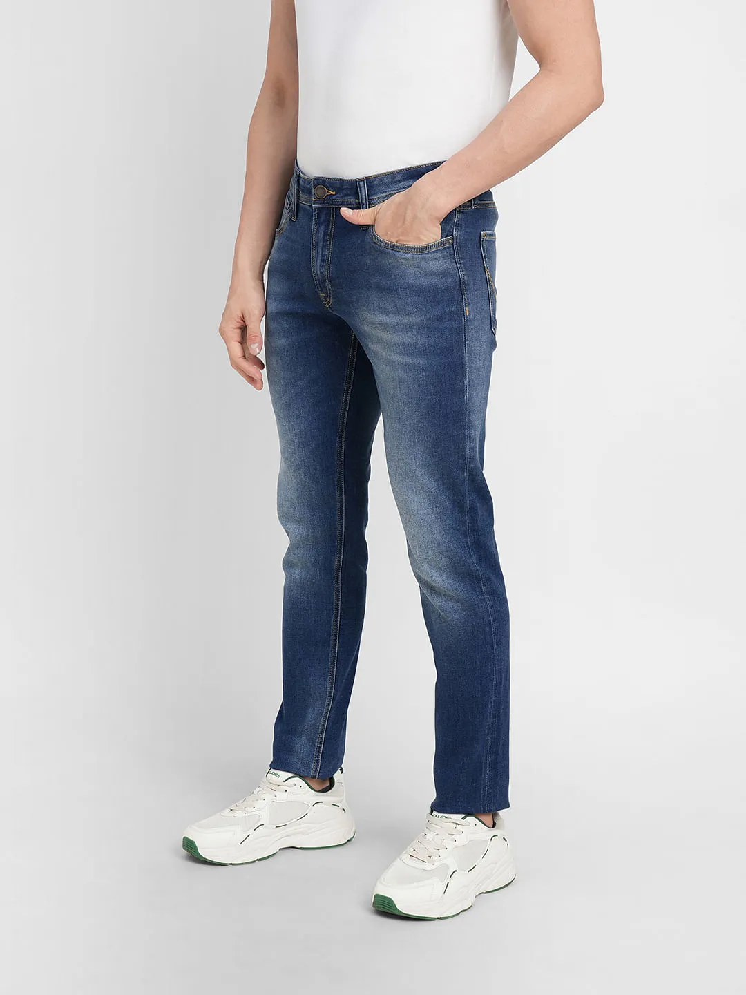 Blue Low Rise Washed Glenn Slim Fit Jeans