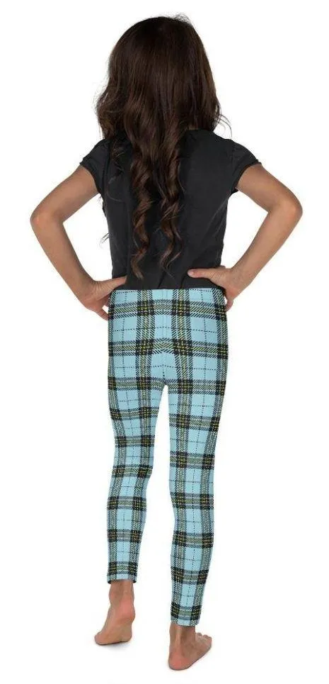 Blue Plaid Print Kid's Leggings