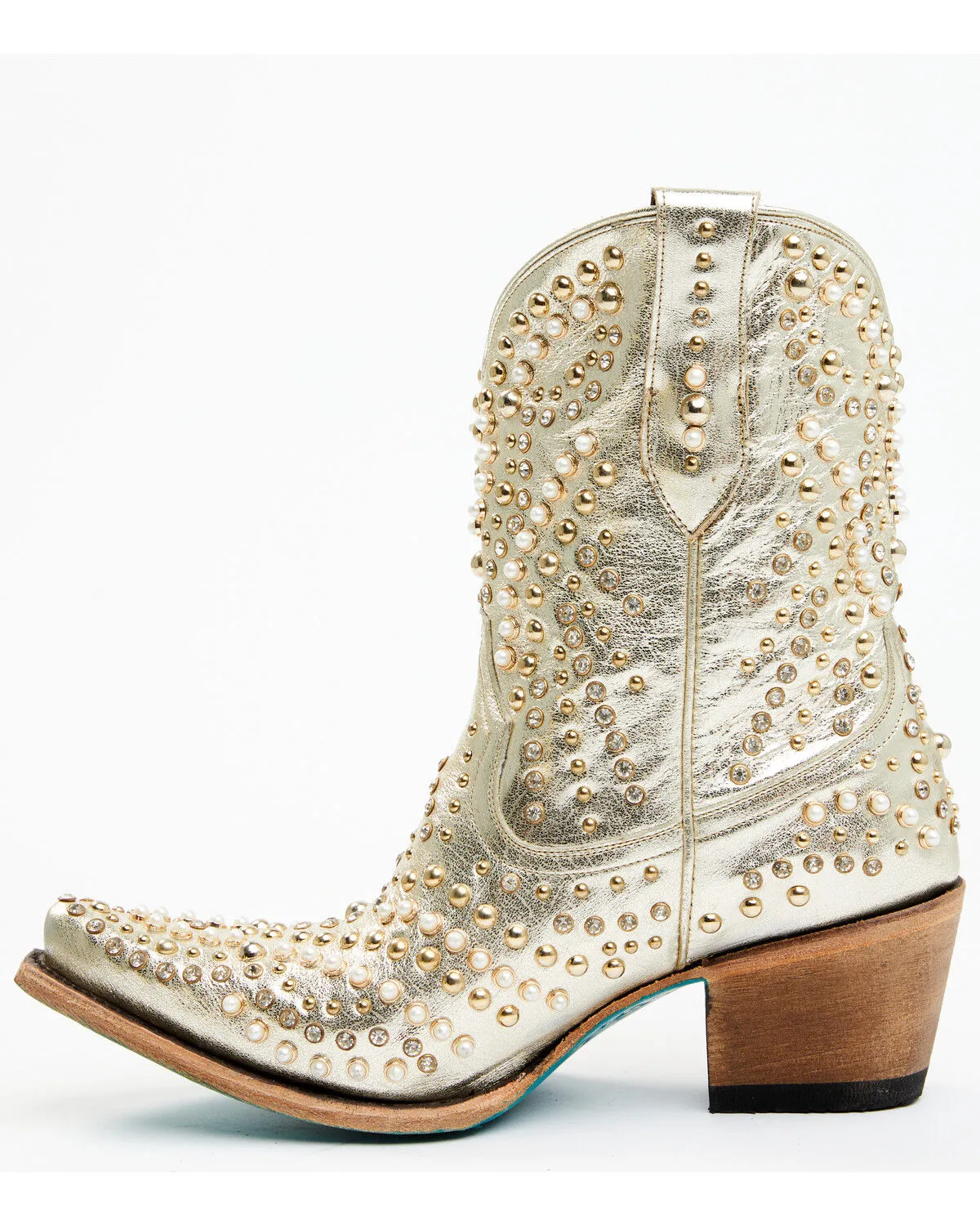 Boot Barn X Lane Women's Exclusive Dolly Metallic Leather Western Bridal Booties - Snip Toe