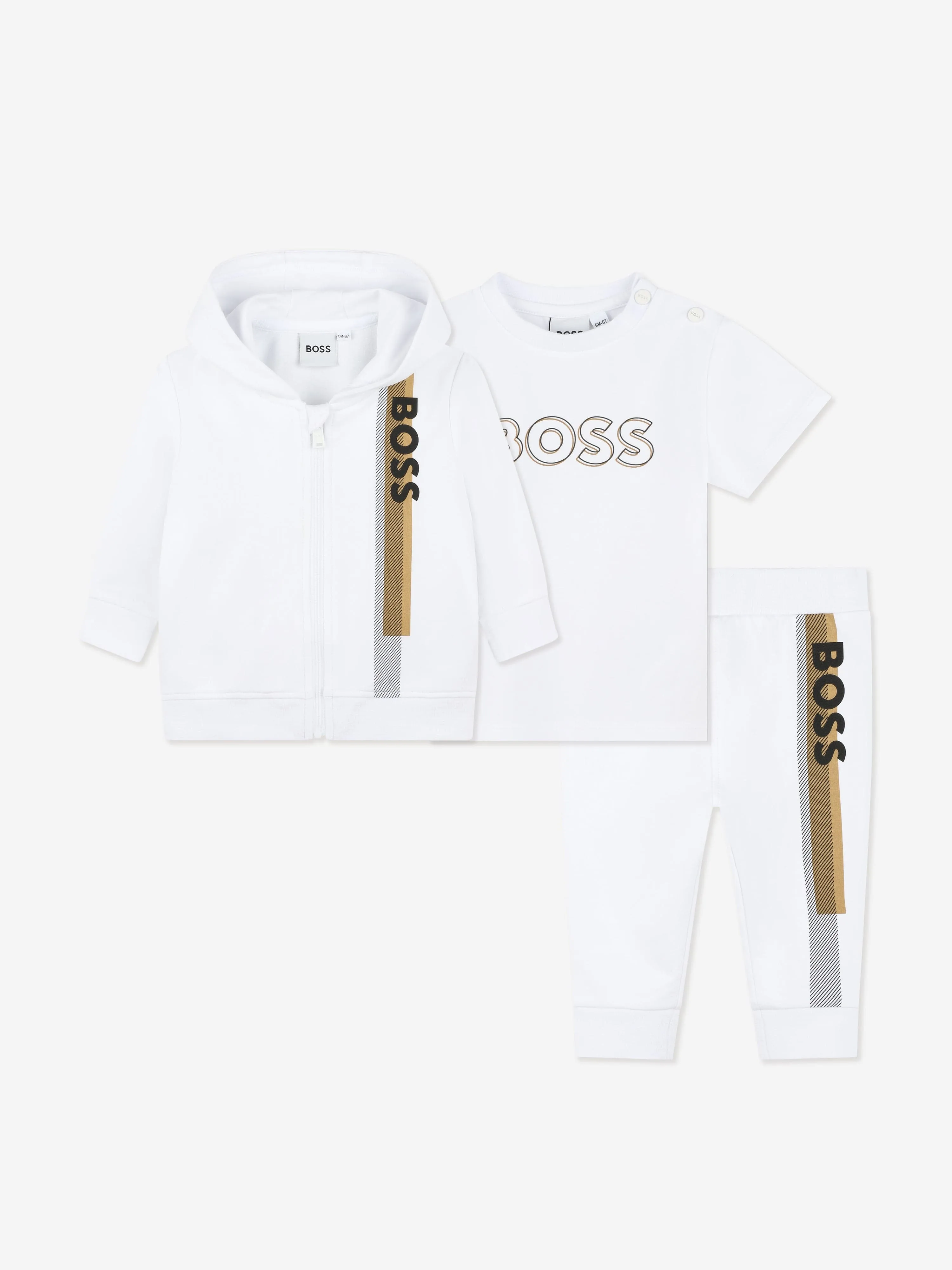 BOSS Baby Boys 3 Piece Tracksuit Set in White