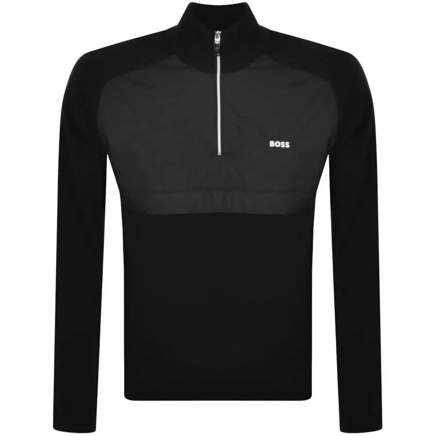 BOSS Zoxel Half Zip Knit Jumper Black