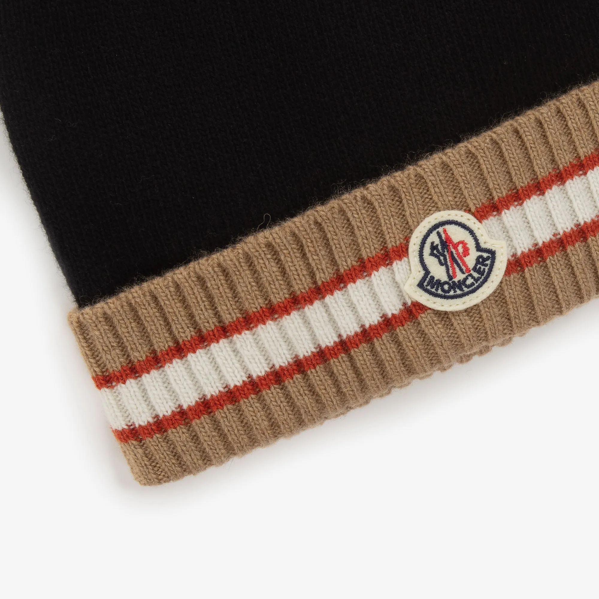 Boys Black & Beige Wool Knit Hat