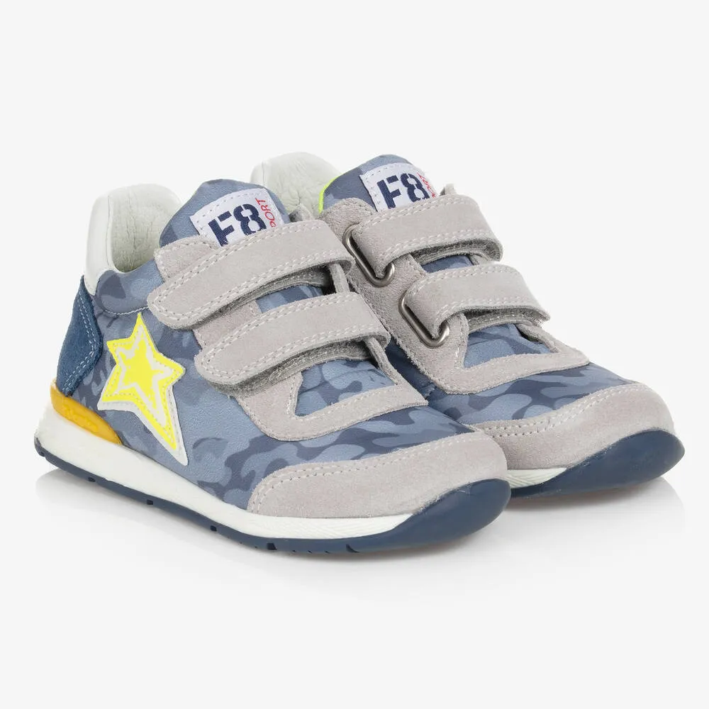 Boys Blue & Grey Star Trainers