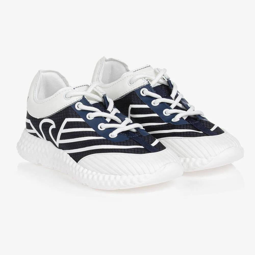 Boys Blue & White Lace-Up Trainers