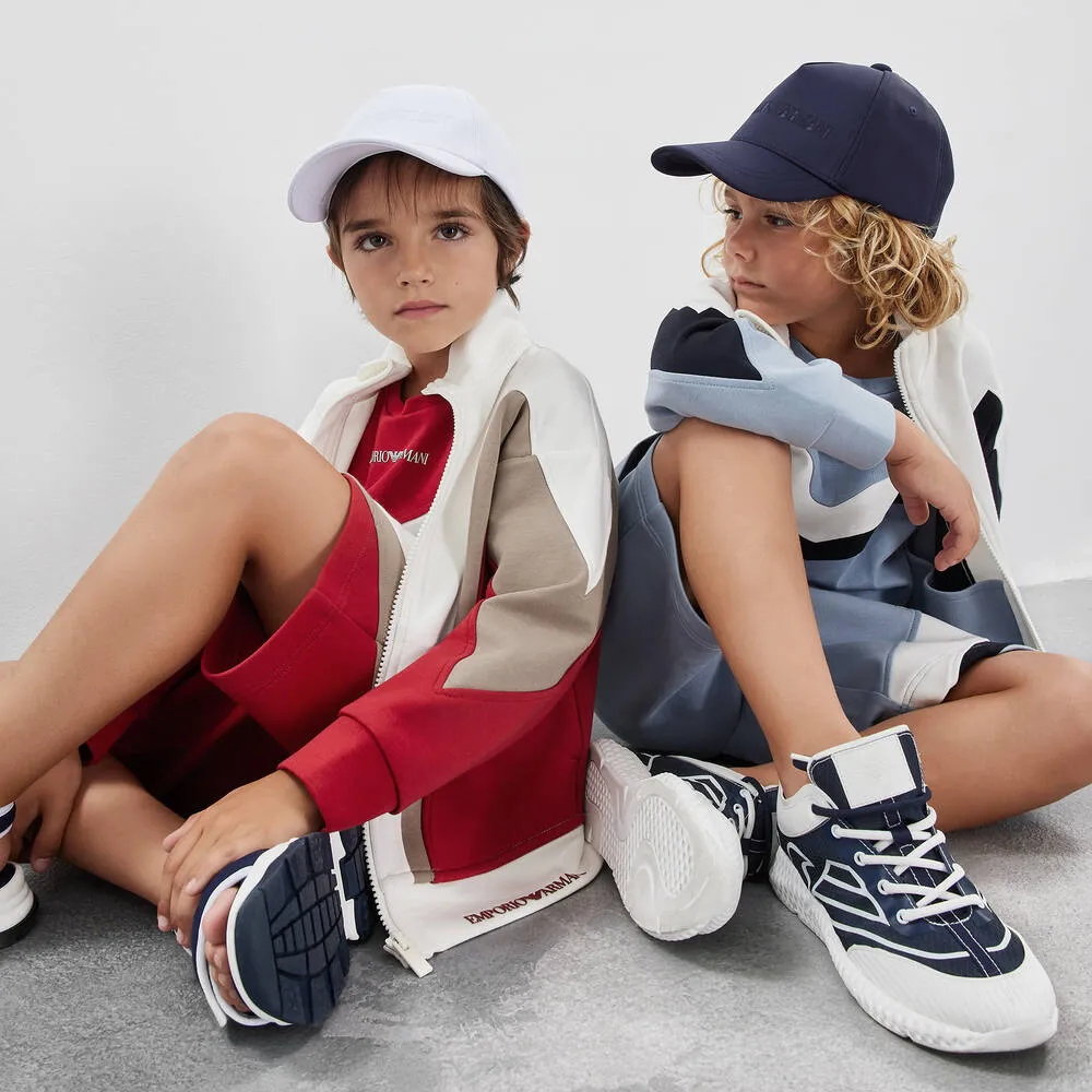 Boys Blue & White Lace-Up Trainers