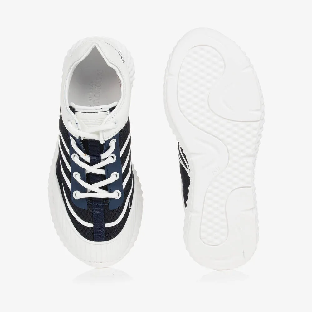 Boys Blue & White Lace-Up Trainers