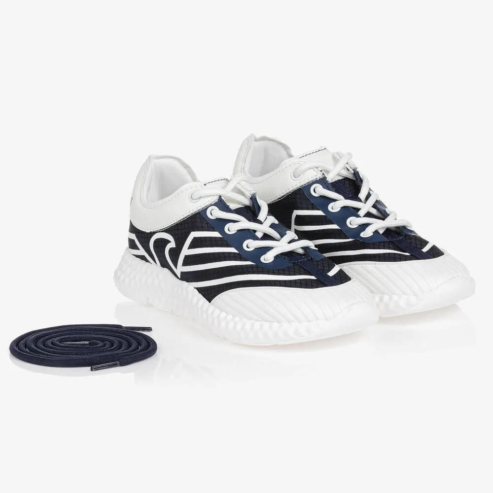 Boys Blue & White Lace-Up Trainers