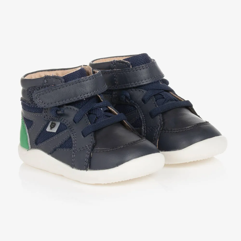 Boys Blue High Top Leather Trainers 